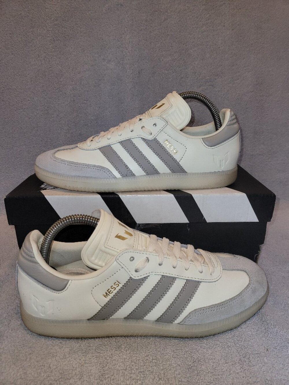 Adidas Samba Messi Soccer Shoes Men's Size 7 Cream White Brown Gold JQ0266